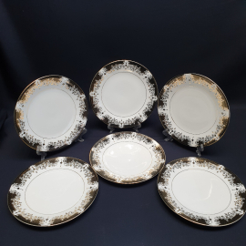 Набор десертных тарелок "Fine Porcelain" 6 шт, фарфор, позолота. Китай.. Картинка 1